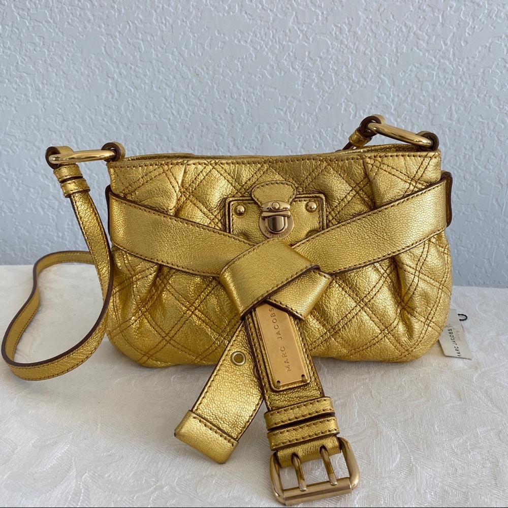 Marc Jacob gold quilted crossbody bag